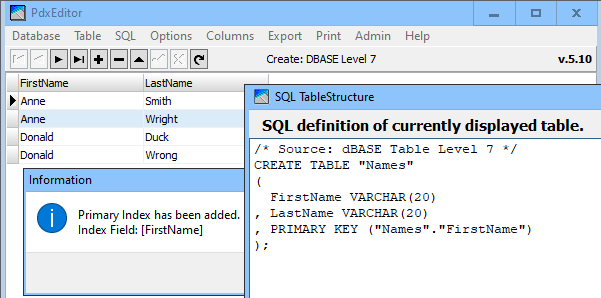 dBASE7-PrimKey
