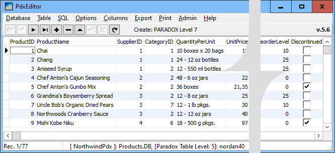 PdxEditor-BooleChkBoxes