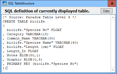 SQLrecreate-Biolife